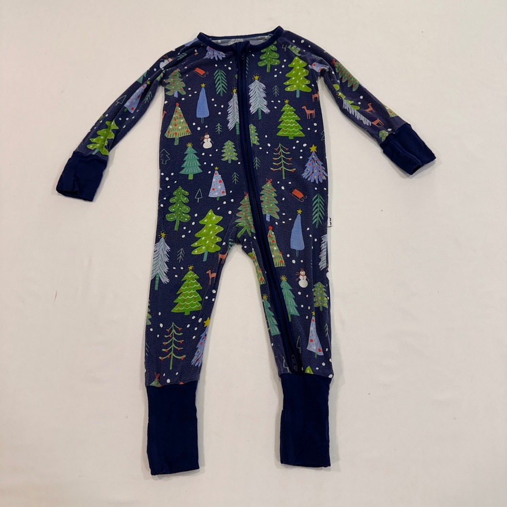 Little Sleepies Christmas Trees Zippy‎ Kids 6-12 Months Navy Bamboo | Holiday
